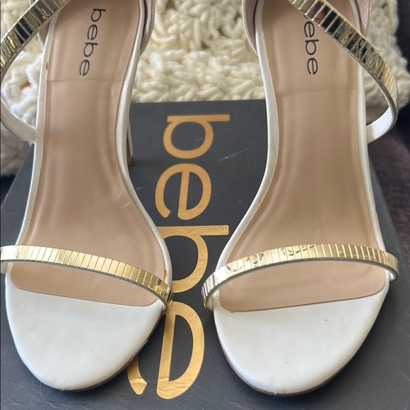 Bebe White and Gold Elegant Heels - Picture 2 of 15